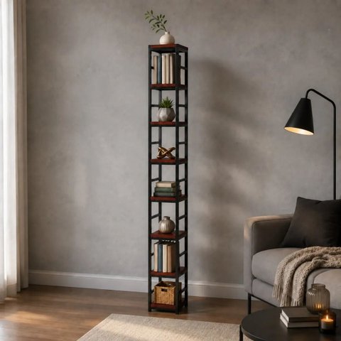 Estante Multiuso Organizador Livreiro Estilo Industrial 180x40 Preto Mogno