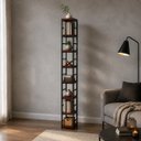 Ver imagem 1 de Estante Multiuso Organizador Livreiro Estilo Industrial 180x40 Preto Mogno