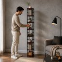 Ver imagem 2 de Estante Multiuso Organizador Livreiro Estilo Industrial 180x40 Preto Mogno