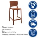 Ver imagem 3 de Kit 4 Cadeiras Tramontina Safira Alta Bar em Polipropileno e Fibra de Vidro Terracota 92138242