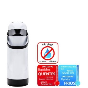Garrafa Termica Pressao Magic Pump 1,0 L Branca/Preta Termolar S/A