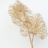 Haste folha vazada enfeite com 3 folhas metálica Dourada - 2