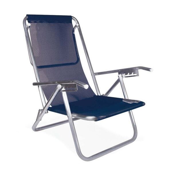 Cadeira Reclinável Com 5 Posições Alumínio Plus Azul - MOR 002146 - 1