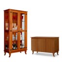 Ver imagem 1 de Cristaleira 2 Portas e Balcão Buffet 3 Portas 100% Madeira Ásia Castanho