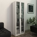 Ver imagem 2 de Kit 2 Estantes para Escritório 2 Portas de Vidro 4 Prateleiras Cannes 171x59 T01 Branco - Lyam