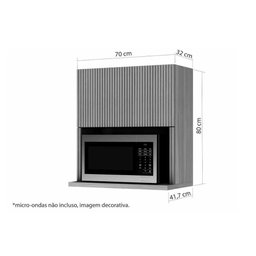 Módulo Cozinha Nesher Rainha Armário C/nicho Microndas E1 Porta Basculante Ripada 70 Cm Nature - - 2