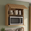 Ver imagem 1 de Módulo Cozinha Nesher Rainha Armário C/nicho Microndas E1 Porta Basculante Ripada 70 Cm Nature -