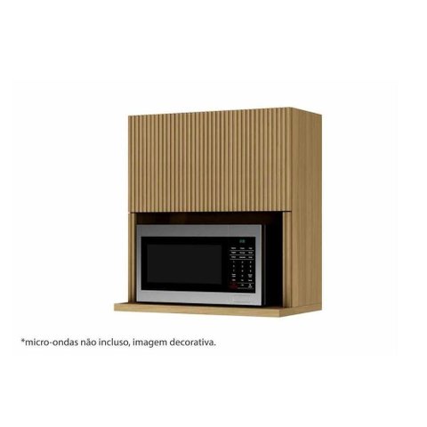Módulo Cozinha Nesher Rainha Armário C/nicho Microndas E1 Porta Basculante Ripada 70 Cm Nature -