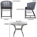 Ver imagem 2 de Mesa com 6 Cadeiras de Jantar Roma 120cm e Noronha em Alumínio Preto Corda Náutica Estofado 9 Trama