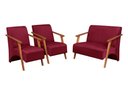 Ver imagem 1 de Conjunto Venus Braços em Madeira Maciça 1 Namoradeira 2 Poltronas Suede Unidecor Bordô