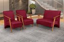 Ver imagem 3 de Conjunto Venus Braços em Madeira Maciça 1 Namoradeira 2 Poltronas Suede Unidecor Bordô
