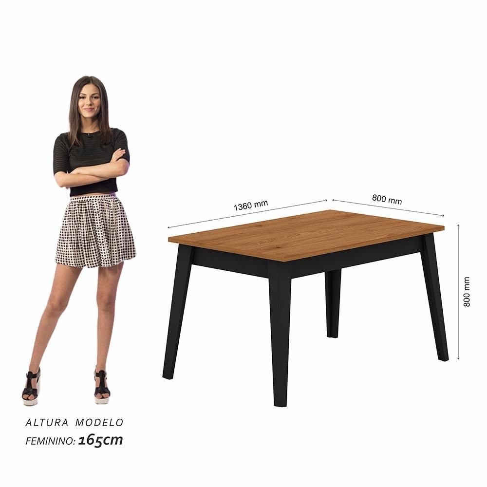 Mesa com 4 Cadeiras Benim Preto Fosc/cinamomo/preto - Móveis Arapongas Preto Fosco/cinamomo/preto - 2
