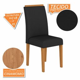 Mesa com 4 Cadeiras Benim Preto Fosc/cinamomo/preto - Móveis Arapongas Preto Fosco/cinamomo/preto - 4