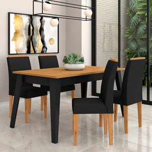 Mesa com 4 Cadeiras Benim Preto Fosc/cinamomo/preto - Móveis Arapongas Preto Fosco/cinamomo/preto
