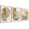 Quadro Decorativo Abstrato Circulo Gold Moderno Geometrico Luxo Sala Quarto com Moldura - 1