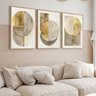 Quadro Decorativo Abstrato Circulo Gold Moderno Geometrico Luxo Sala Quarto com Moldura - 3
