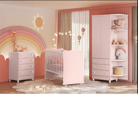 Quarto de Bebê Doce Sonho Completo C/ Rodízios - Qmove