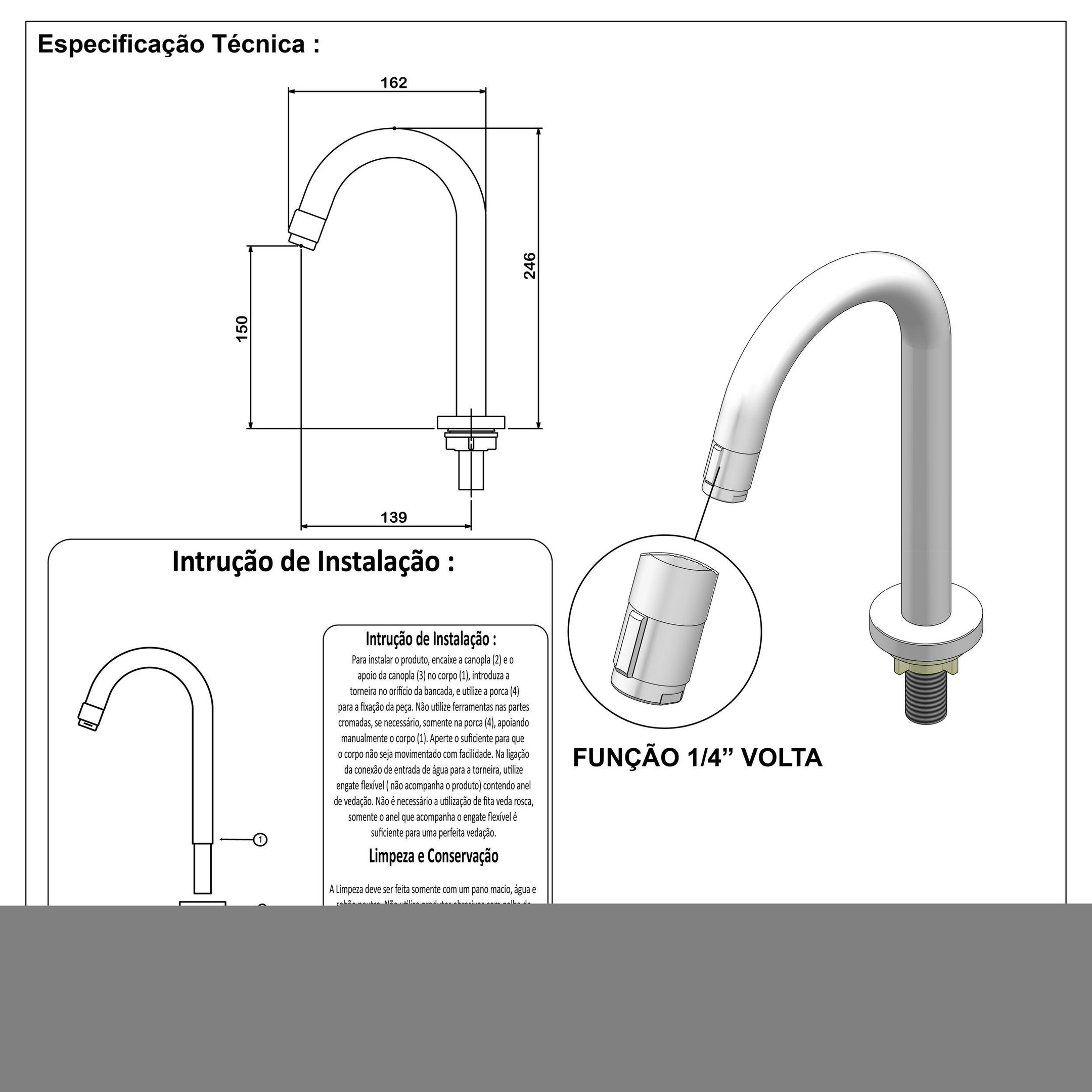 Torneira Lavatório Slim Tube Baixa Cobre - 2