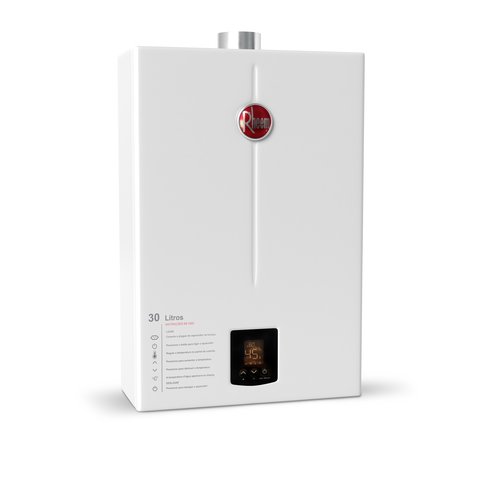 Aquecedor de Água a Gás Digital Rheem 30 Litros Gn Bivolt Branco