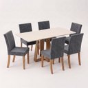 Ver imagem 3 de Conjunto Sala de Jantar Mesa Lisa 160cm com Tampo MDF Canto Reto 6 Cadeiras Lily