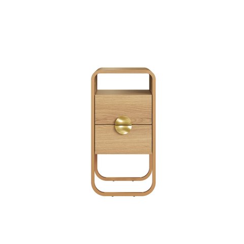 Mesa de Cabeceira com Cantos Arredondados 2 Gavetas 30cm Luna Artesano