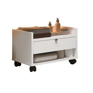 Gabinete Organizador com Uma Gaveta Pés em Rodizio Prisma - Jm3 Móveis:branco