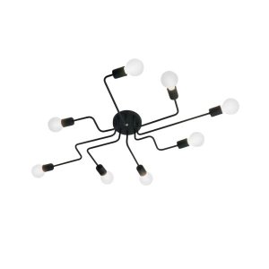 Plafon de Sobrepor para 8 Lâmpadas E27 60W Preto Auremar