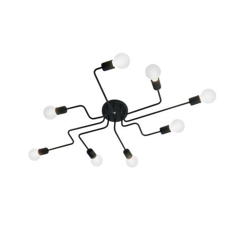 Plafon de Sobrepor para 8 Lâmpadas E27 60W Preto Auremar