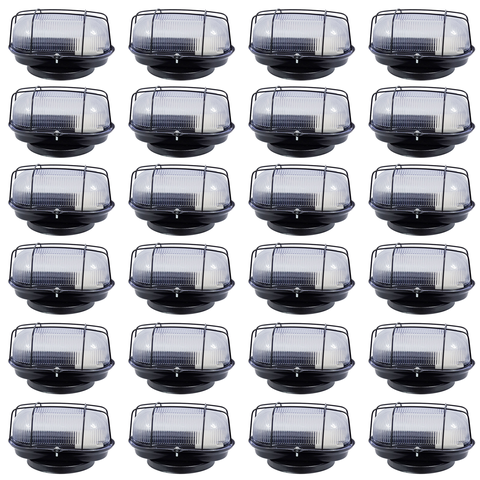 24 Arandelas Luminária Oval Tartaruga Preta Aço com Vidro