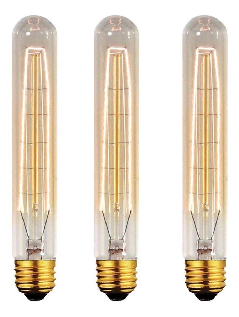 3 Lâmpada Filamento Carbono Bulbo T9 Vintage Retro T. Edison - 1