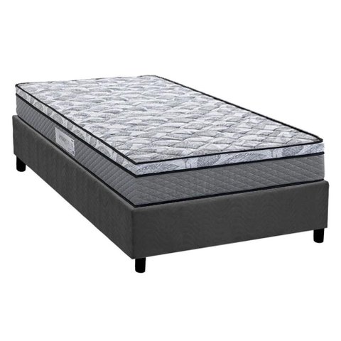 Conjunto Box Solteiro: Colchão Espuma Herval D60 / Ag65 Perpetual + Base Crc Suede Gray (88x188)