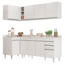 Ver imagem 1 de Armário de Cozinha Modulado de Canto Direito 4 Peças Cp41 Balcão com Tampo Branco - Lumil Lumil Móve