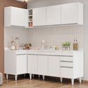 Ver imagem 2 de Armário de Cozinha Modulado de Canto Direito 4 Peças Cp41 Balcão com Tampo Branco - Lumil Lumil Móve