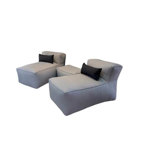 Conjunto Puff g Standard Cinza + 1 Peseira + 2 Almofadas Pretas