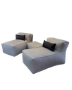 Ver imagem 1 de Conjunto Puff g Standard Cinza + 1 Peseira + 2 Almofadas Pretas