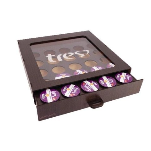 Porta Capsula café Três Corações acrílico 25 capsula gaveta