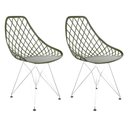 Ver imagem 1 de Kit com 2 Cadeiras Kaila Eiffel Cromada – Assento Polipropileno Verde Militar, Conforto e Qualidade