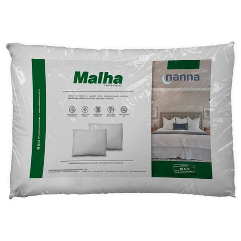 Travesseiro Nanna Malha 50x70cm Fibra 100% Poliéster – Macio e Confortável