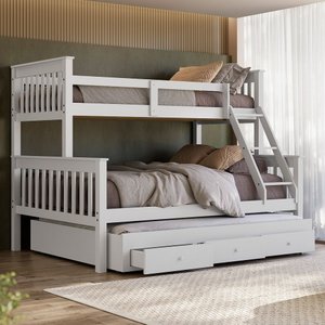 Beliche Casal Solteiro de Madeira + Aux Casal com Gavetas Woodstore