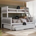 Ver imagem 4 de Beliche Casal Solteiro de Madeira + Aux Casal com Gavetas Woodstore