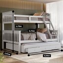 Ver imagem 2 de Beliche Casal Solteiro de Madeira + Aux Casal com Gavetas Woodstore