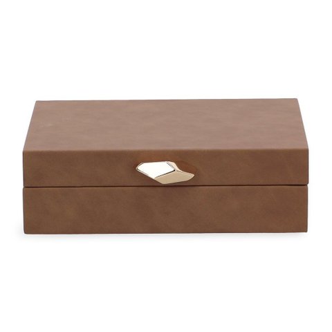 Caixa em Mdf com Revestimento em Pu Marrom 7,5x24x20cm