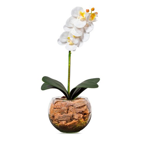 Arranjo Centro De Mesa Orquídea Branca Artificial Vaso
