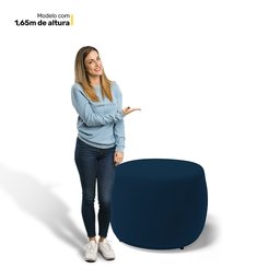 Conjunto 02 Puffs Decorativos Living Aisha Orgânico Veludo Azul Marinho - Desk Design - 8