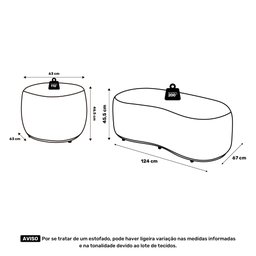 Conjunto 02 Puffs Decorativos Living Aisha Orgânico Veludo Azul Marinho - Desk Design - 4