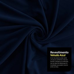 Conjunto 02 Puffs Decorativos Living Aisha Orgânico Veludo Azul Marinho - Desk Design - 5