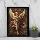 Ver imagem 1 de Quadro Decorativo Arte Sacra Anjo Cupido 45x34cm - com Vidro:moldura Preta
