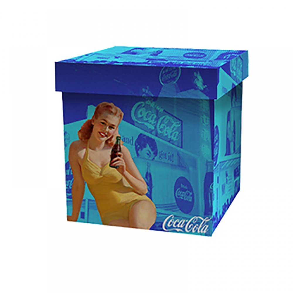 CAIXA ORGANIZADORA MD MADEIRA COCA COLA PIN UP LADYS COLORID - 1