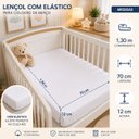 Ver imagem 2 de Lençol p/ Berço Infantil Padrão Americano Bebê 100% Algodão - Branco