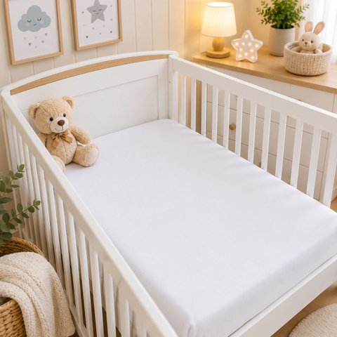Lençol p/ Berço Infantil Padrão Americano Bebê 100% Algodão - Branco